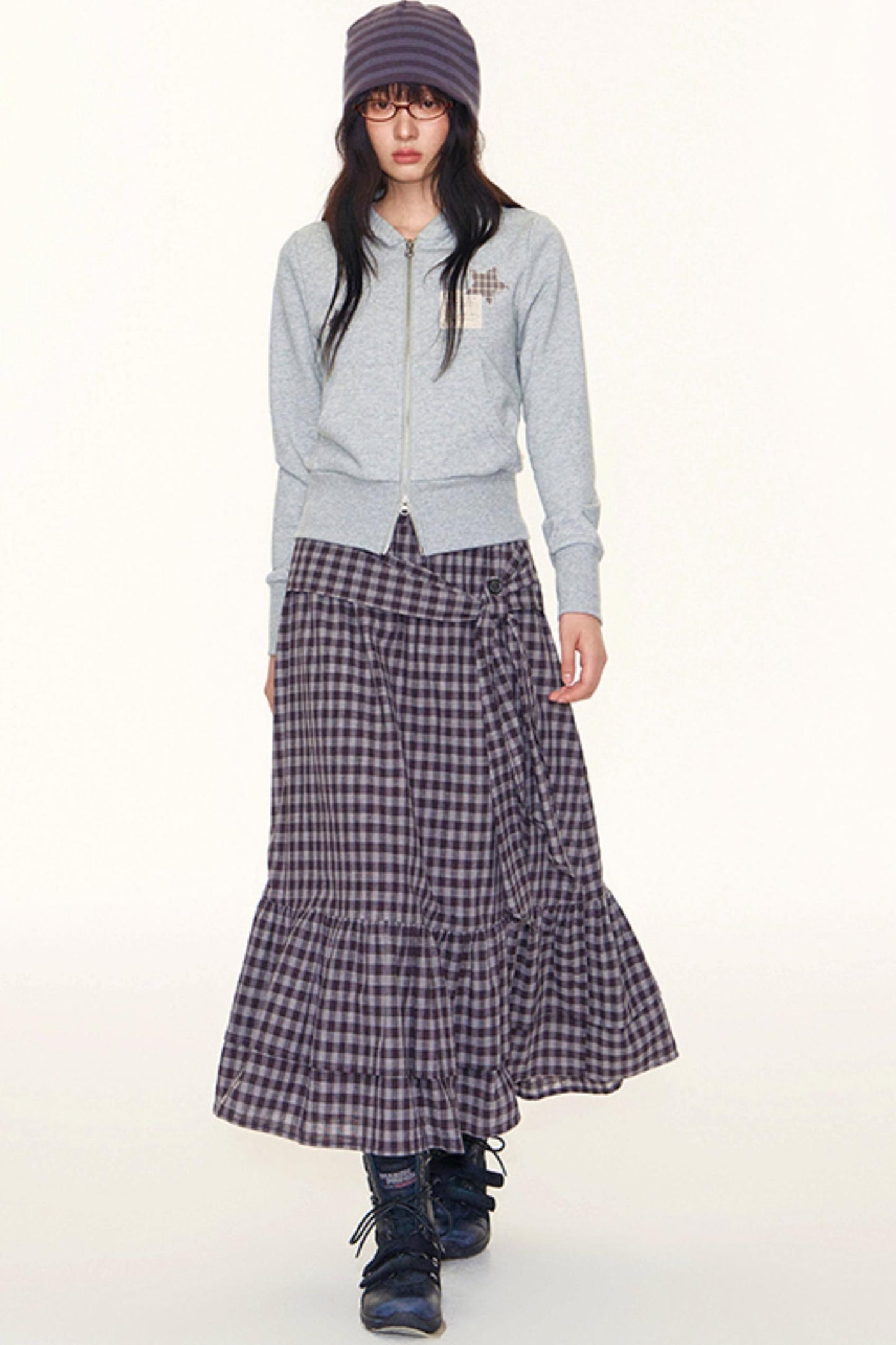 Plaid A-Line Maxi Skirt