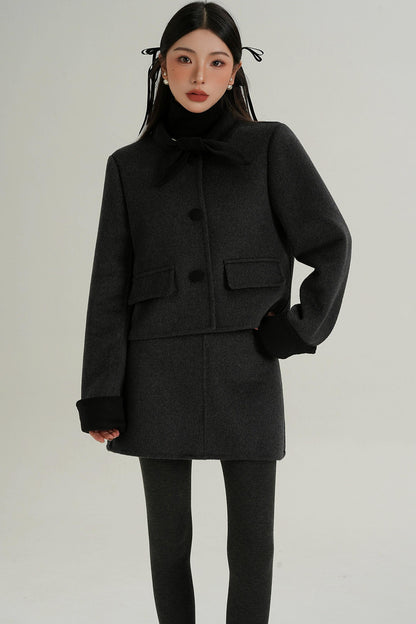 Sophisticated Two-Piece Wool Fashion Coat Set
