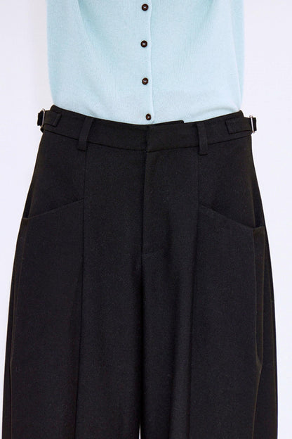 High-End Pleated Black Pants