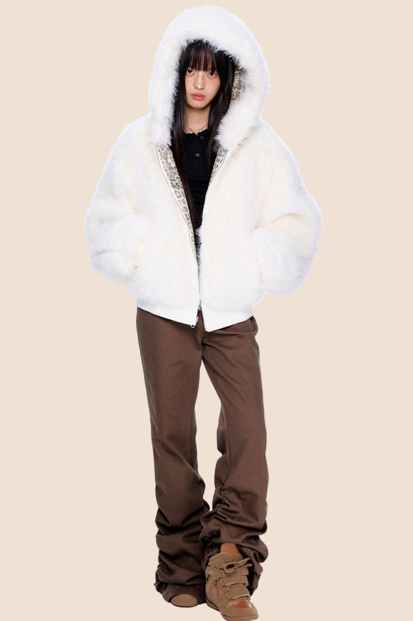 Reversible Leopard Hooded Jacket