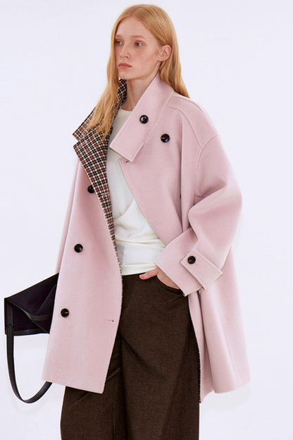 Misty Island Plaid Woolen Coat