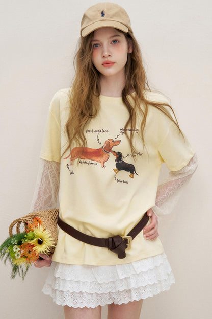 Faux Lace Spliced Tee