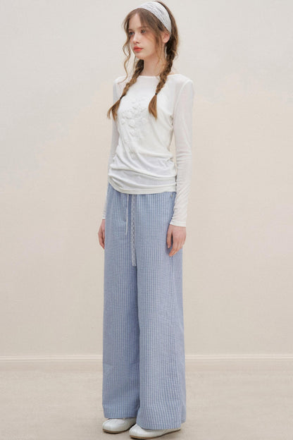Lace-Trimmed Wide-Leg Trousers