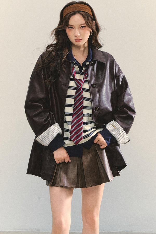 Motorcycle Plaid Leather Jacket