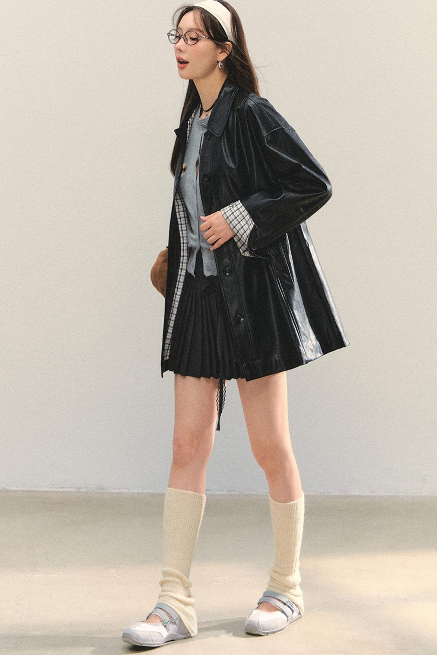 Motorcycle Plaid Leather Jacket