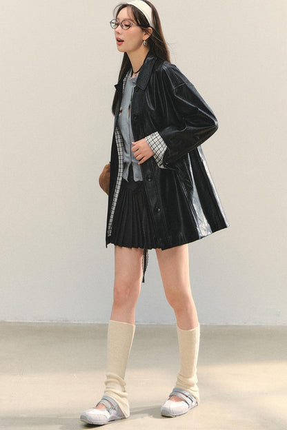 Motorcycle Plaid Leather Jacket