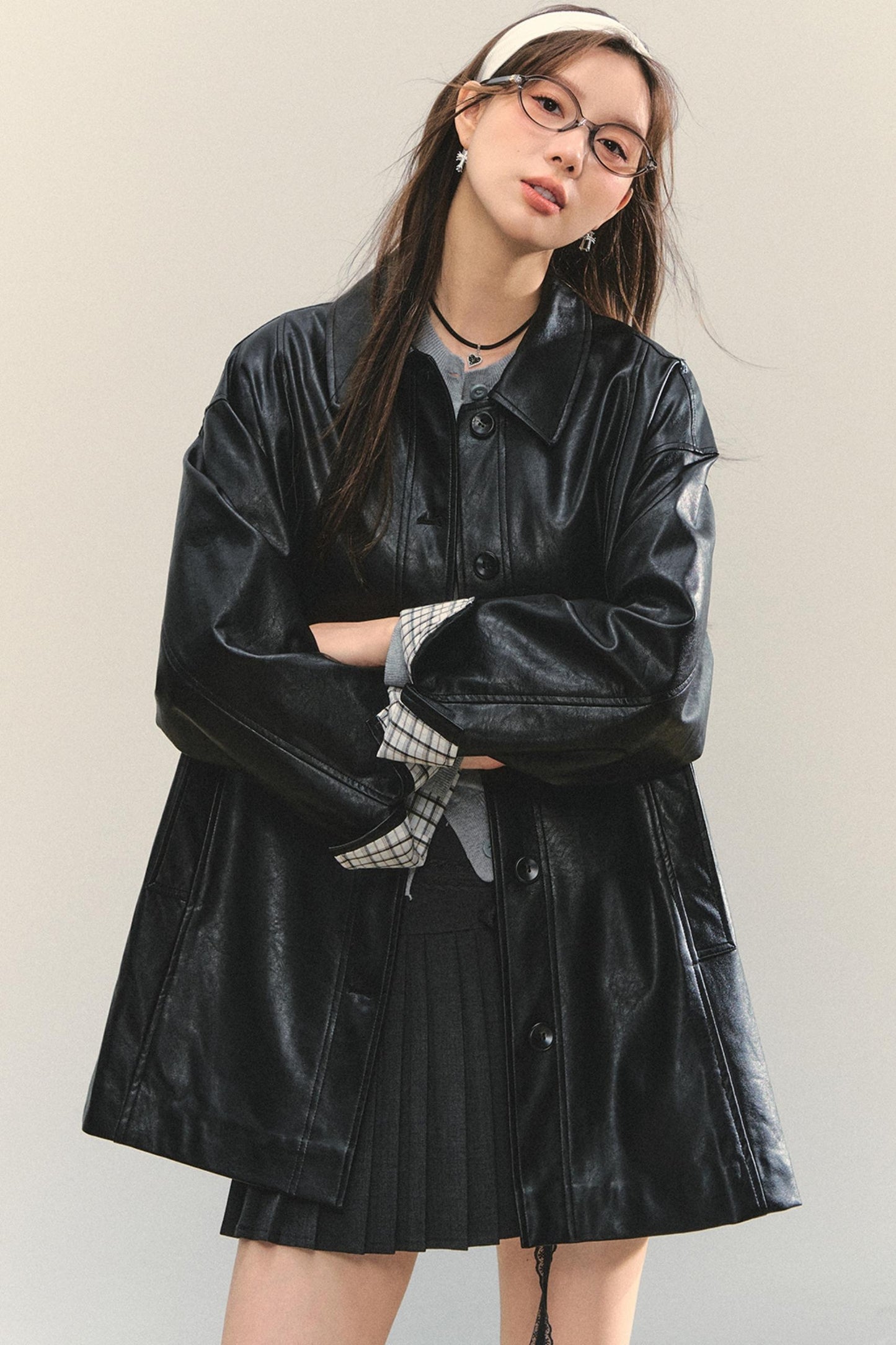 Motorcycle Plaid Leather Jacket