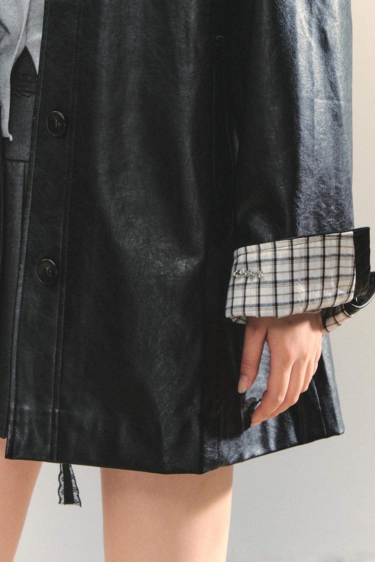 Motorcycle Plaid Leather Jacket