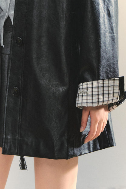 Motorcycle Plaid Leather Jacket