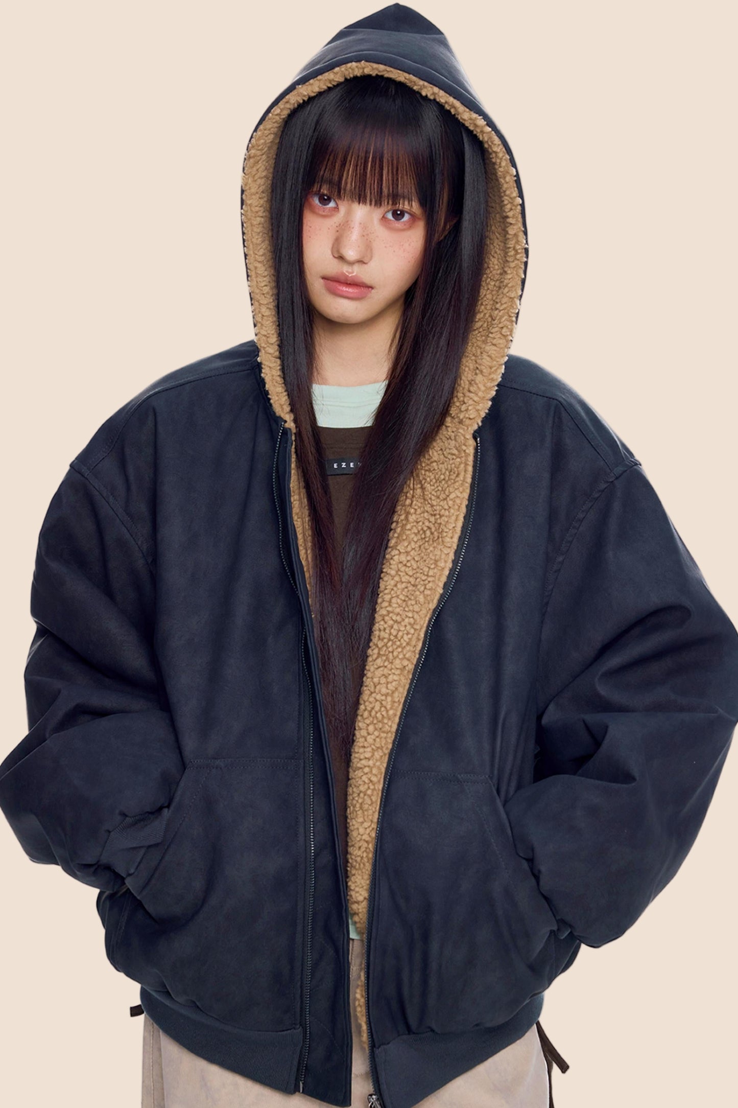 Faux Shearling Color-Block Jacket