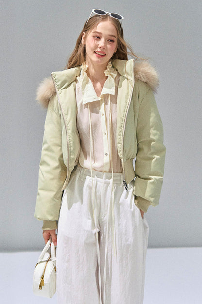 Big Fur Collar Waist Down Jacket