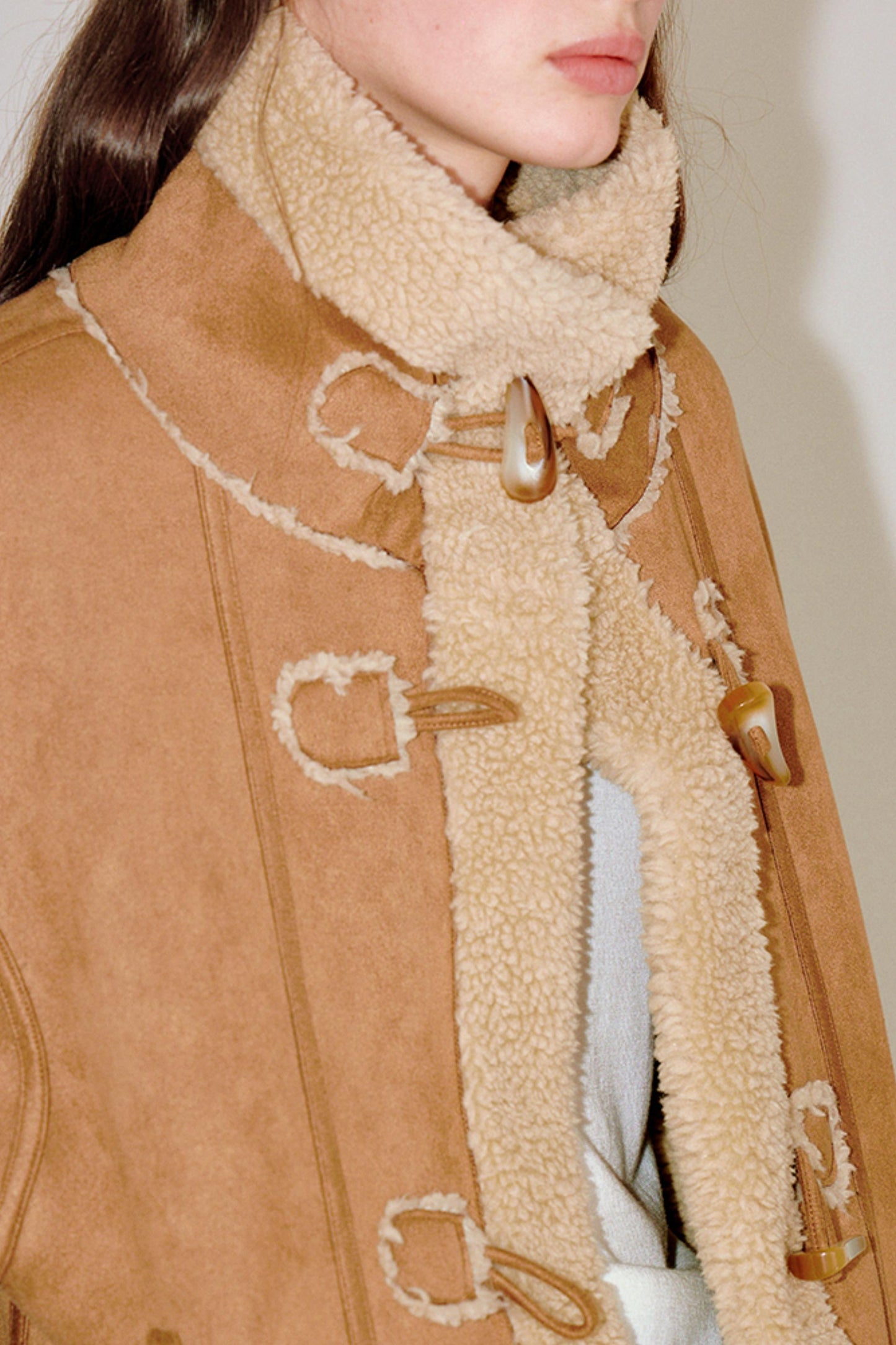 High-Neck Faux Fur Coat