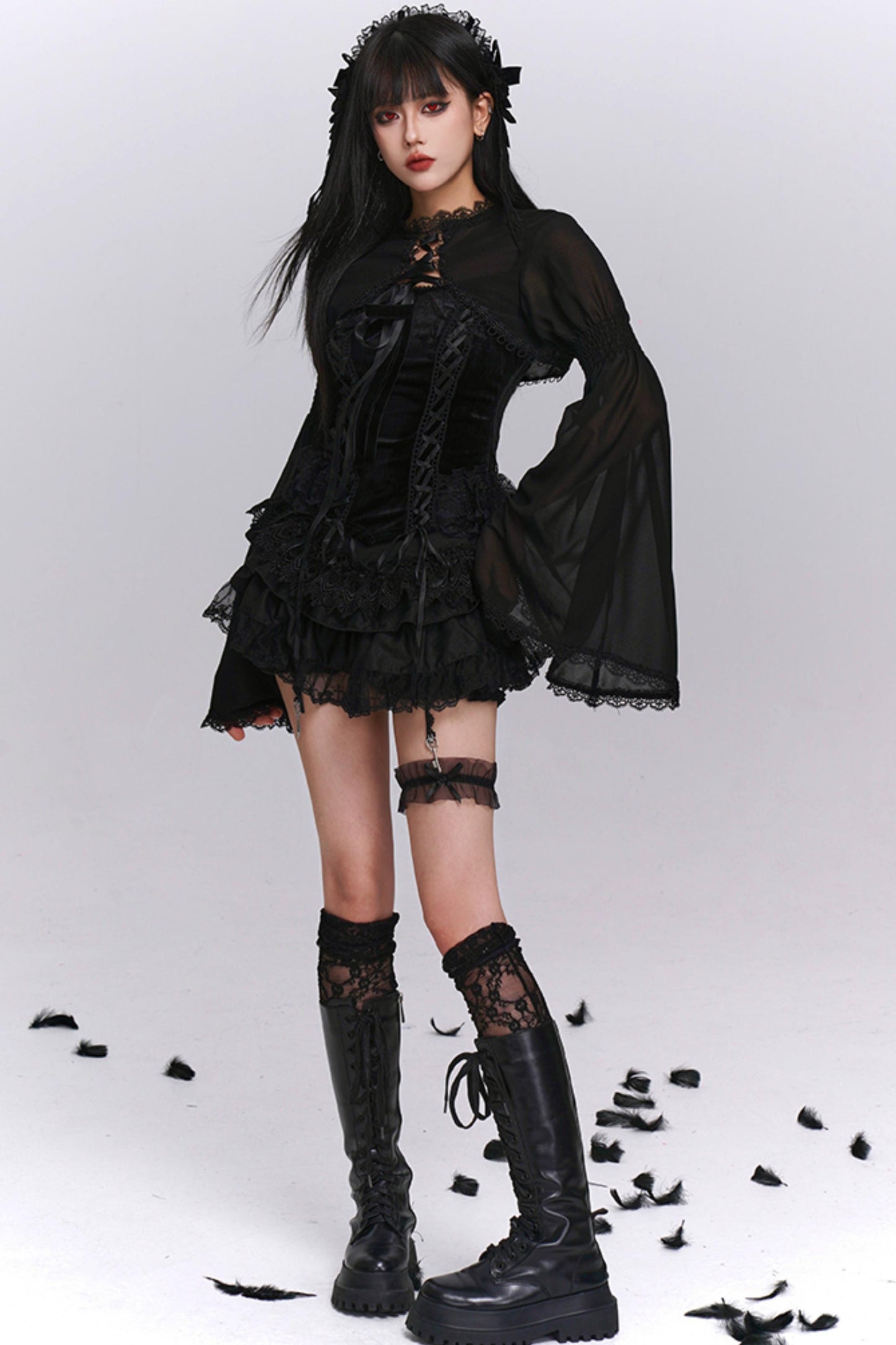 Black Puffy Black Culotte Set-Up