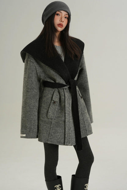 Double-Sided Large Lapel Mid-Length Wool Coat
