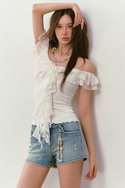 Multi-Layered Lace Ribbon T-Shirt