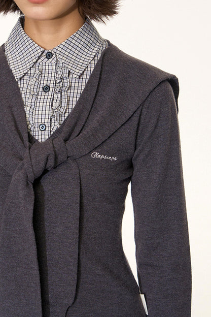 Navy Collar Knit Sweater