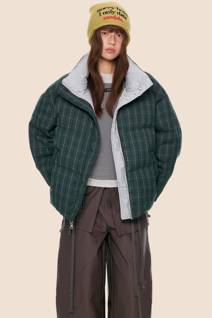 Reversible Plaid Down Jacket