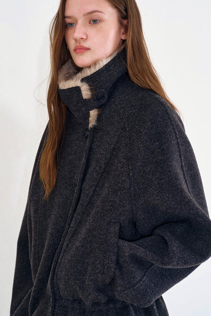 Sunset Wool Fur Collar Coat