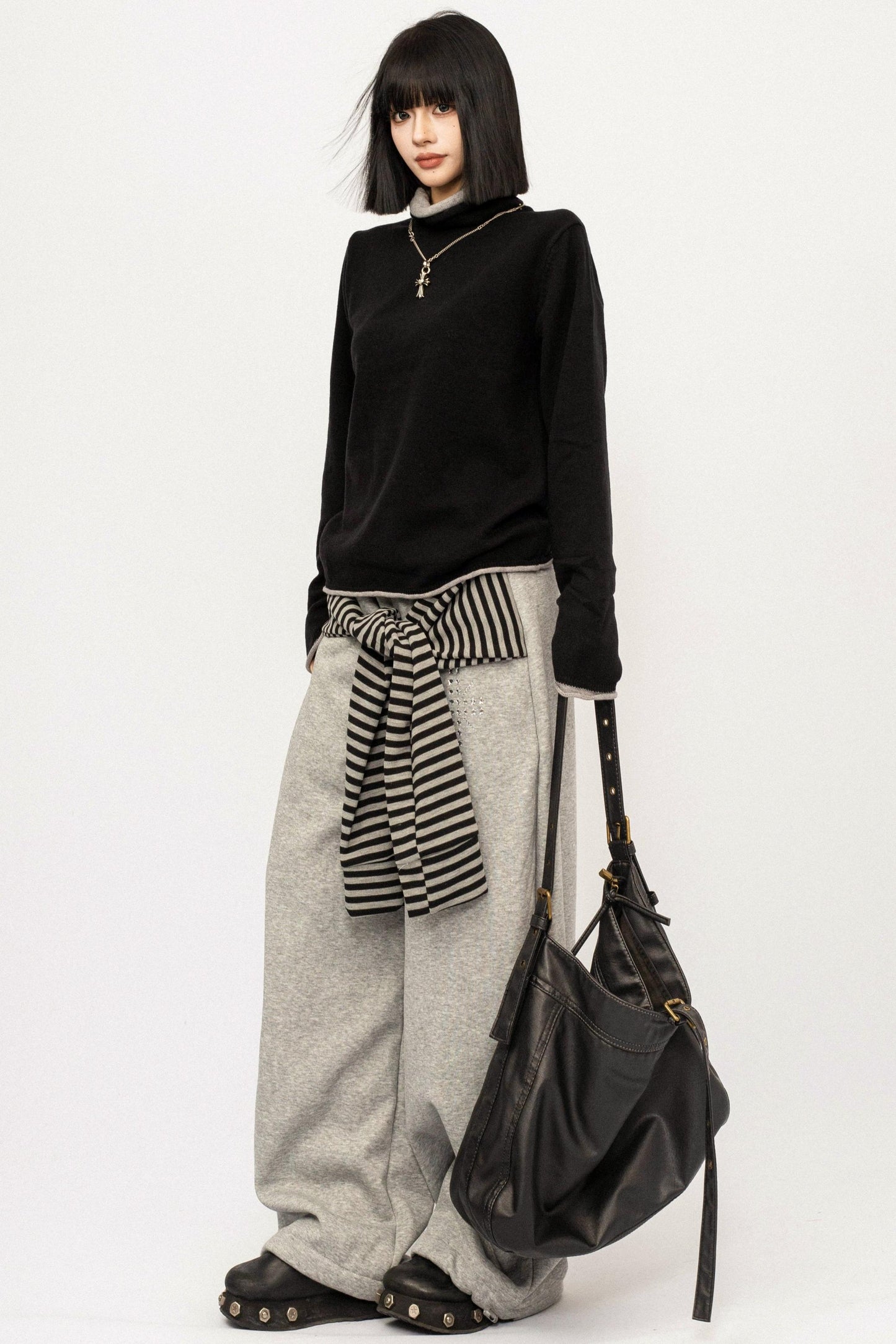 Retro Striped Fleece-Lined Pants
