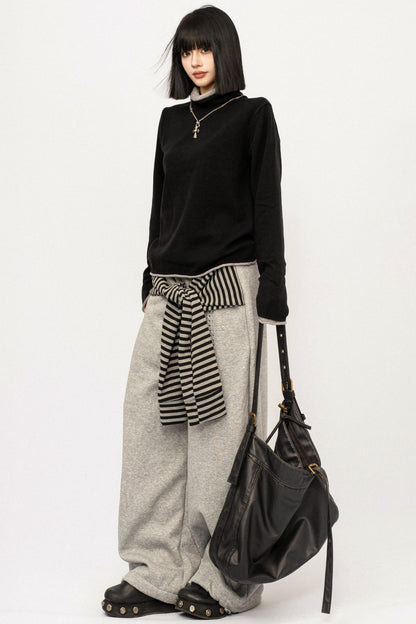 Retro Striped Fleece-Lined Pants