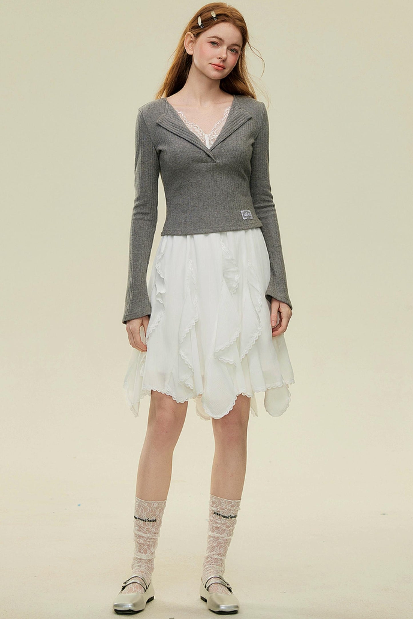 Irregular Lace Bustier A-Line Skirt