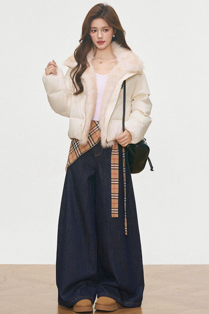 Winter Plaid Cotton Coat Set-Up
