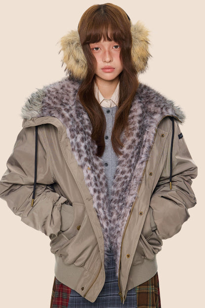 Leopard Print Hooded Jacket