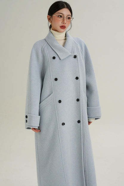 Elegant Blue Wool Coat