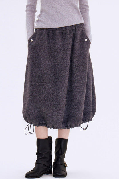 Gray Wool Drawstring Skirt