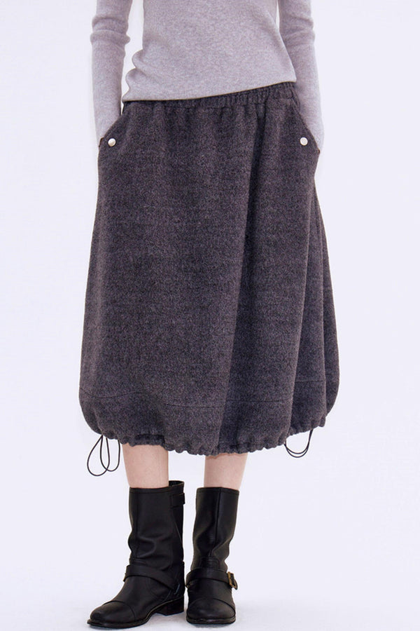 Gray Wool Drawstring Skirt