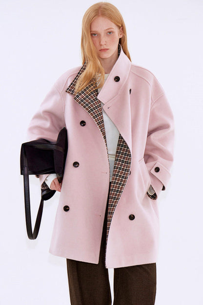 Misty Island Plaid Woolen Coat