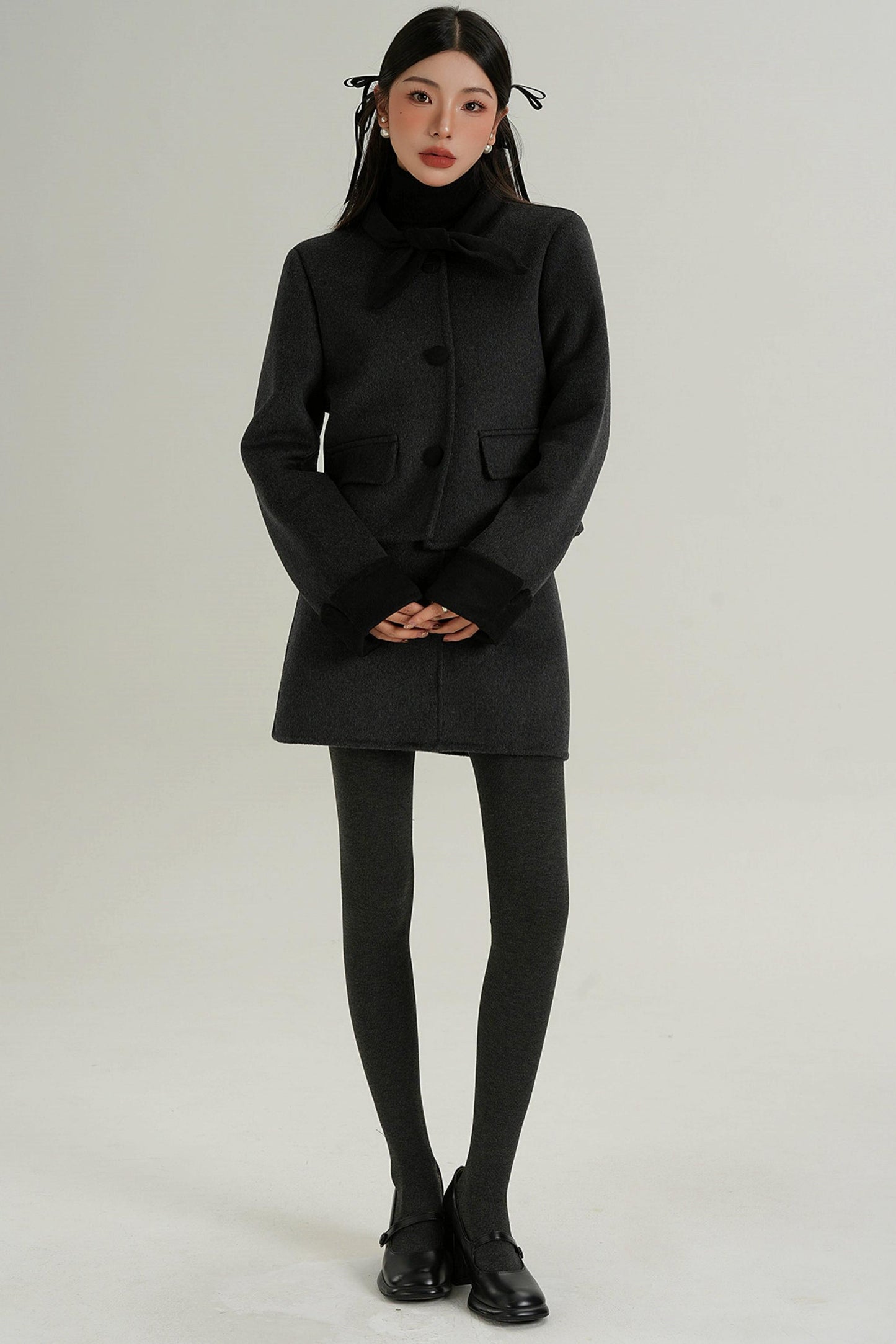 Sophisticated Two-Piece Wool Fashion Coat Set