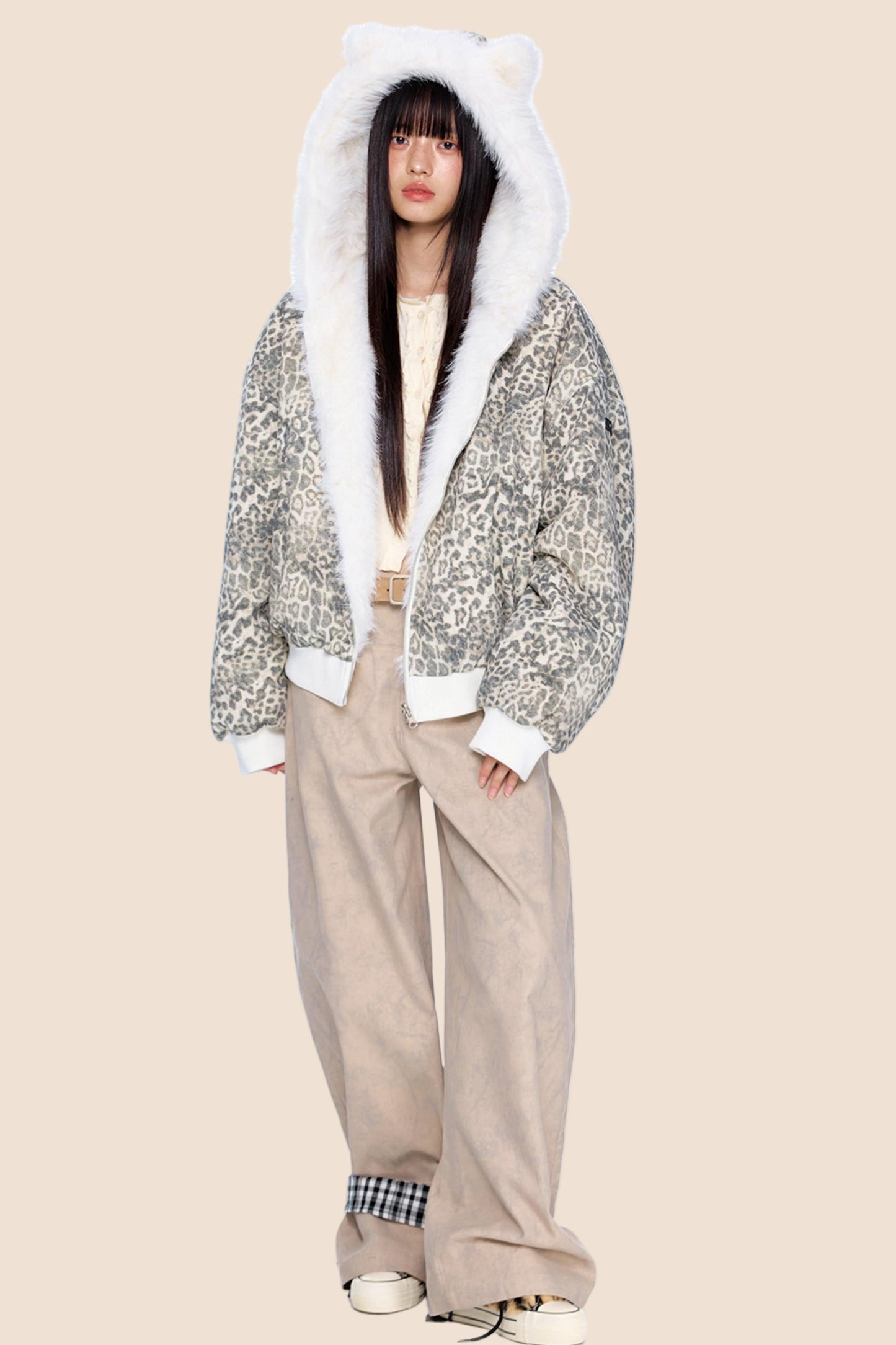 Reversible Leopard Hooded Jacket