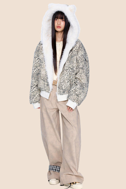 Reversible Leopard Hooded Jacket