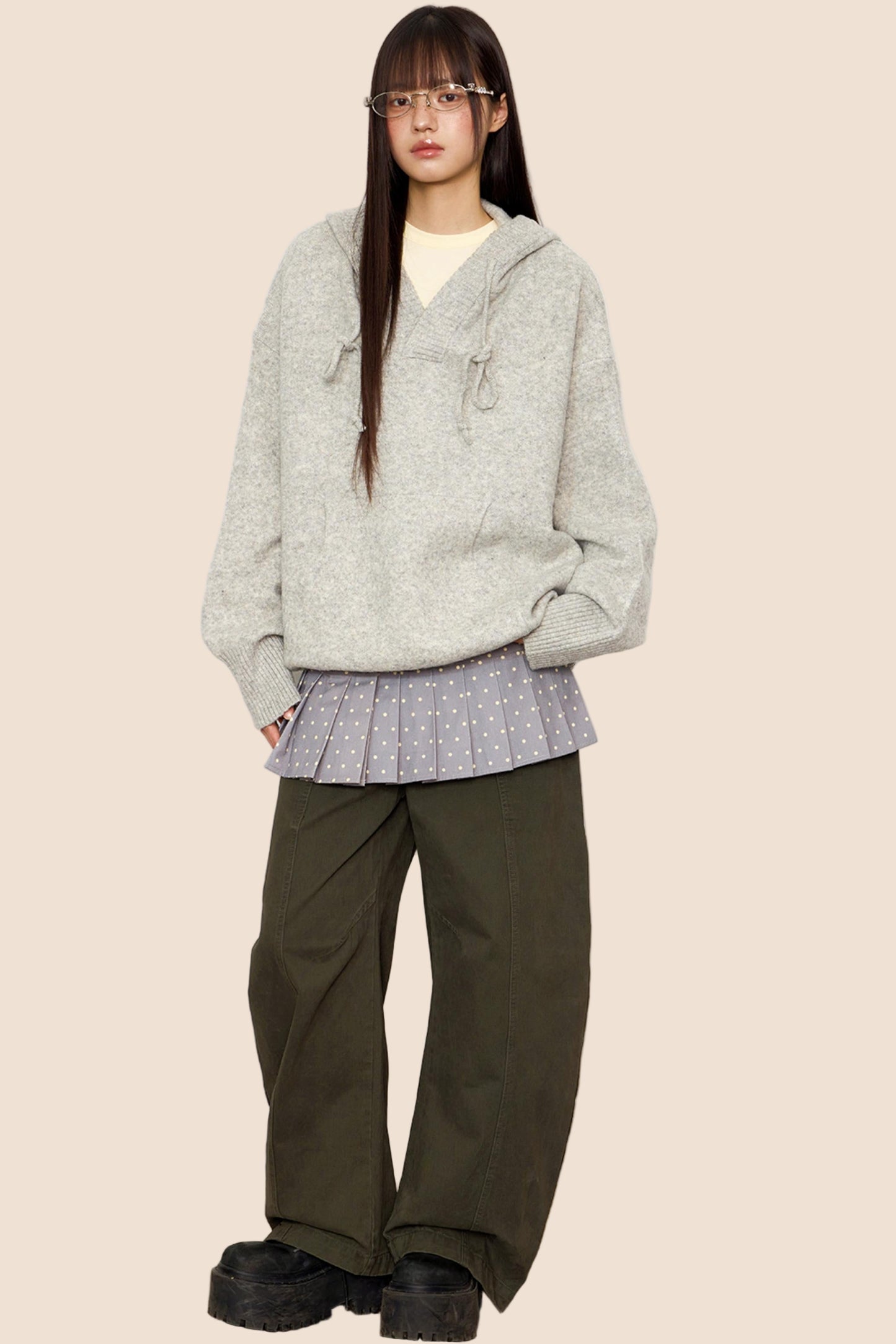 Lazy Vintage V-Neck Knit Sweater