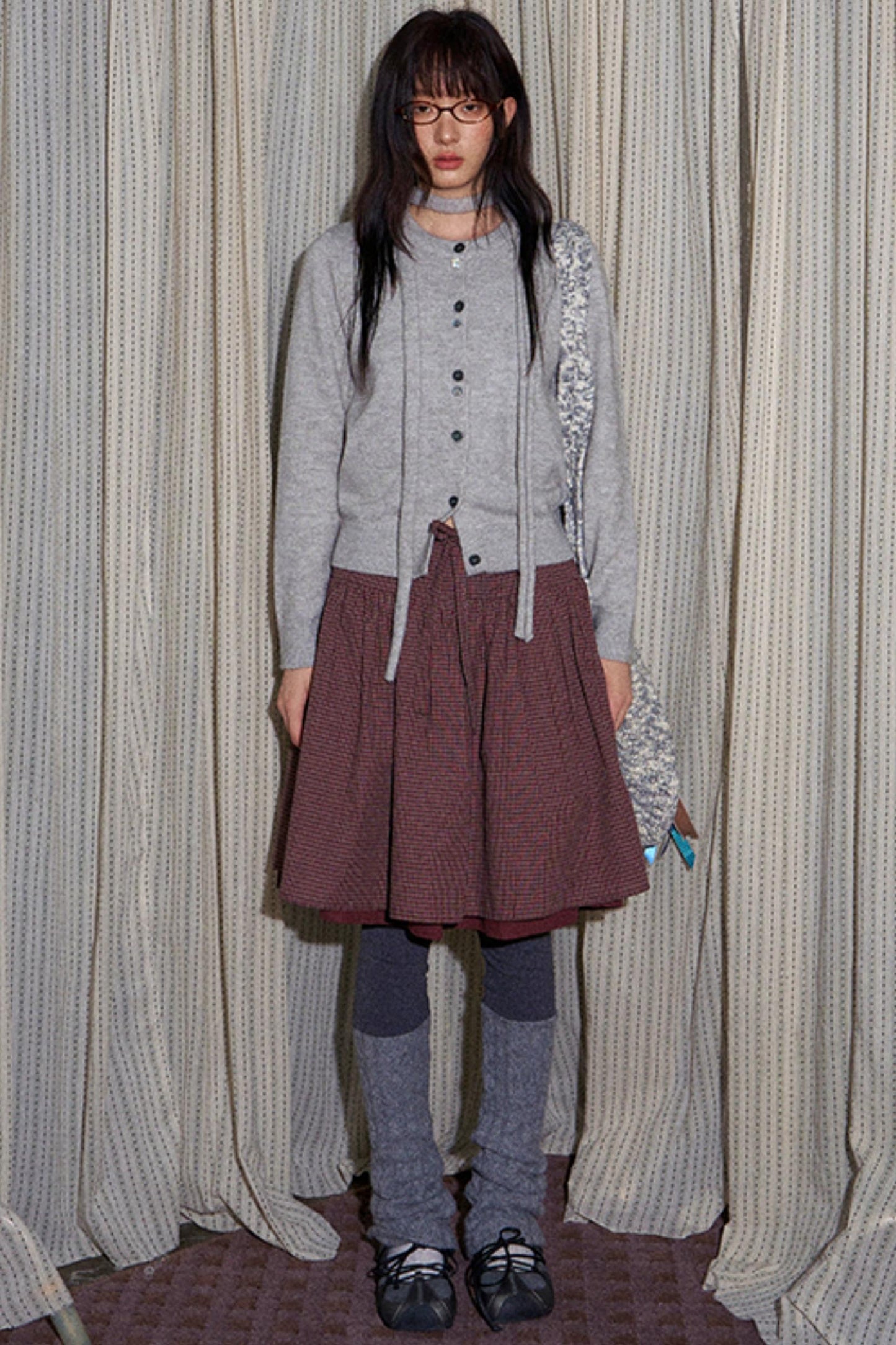 Original Lace-Up Crew Neck Cardigan Set-Up