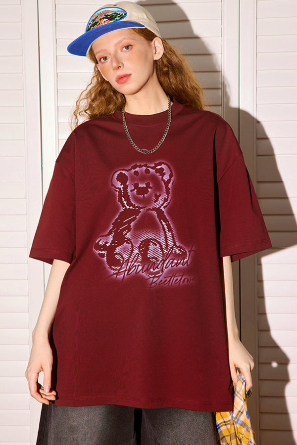 Retro Cartoon Bear Peplum Tee