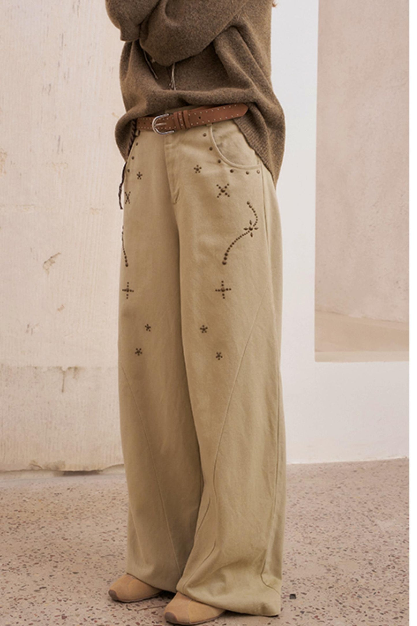 Hot Diamond Loose Wide-Leg Pants