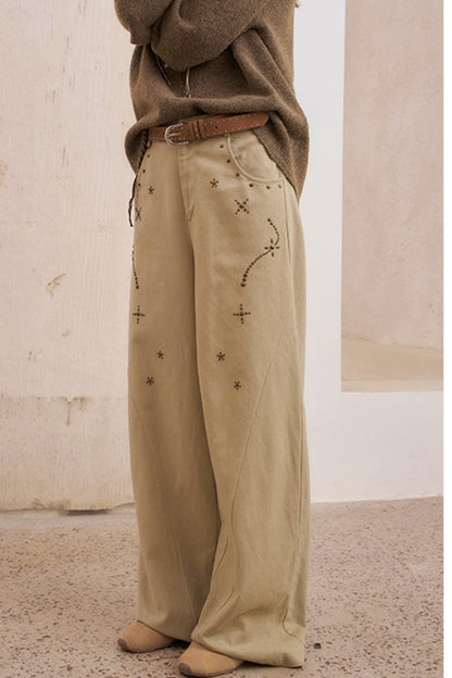 Hot Diamond Loose Wide-Leg Pants
