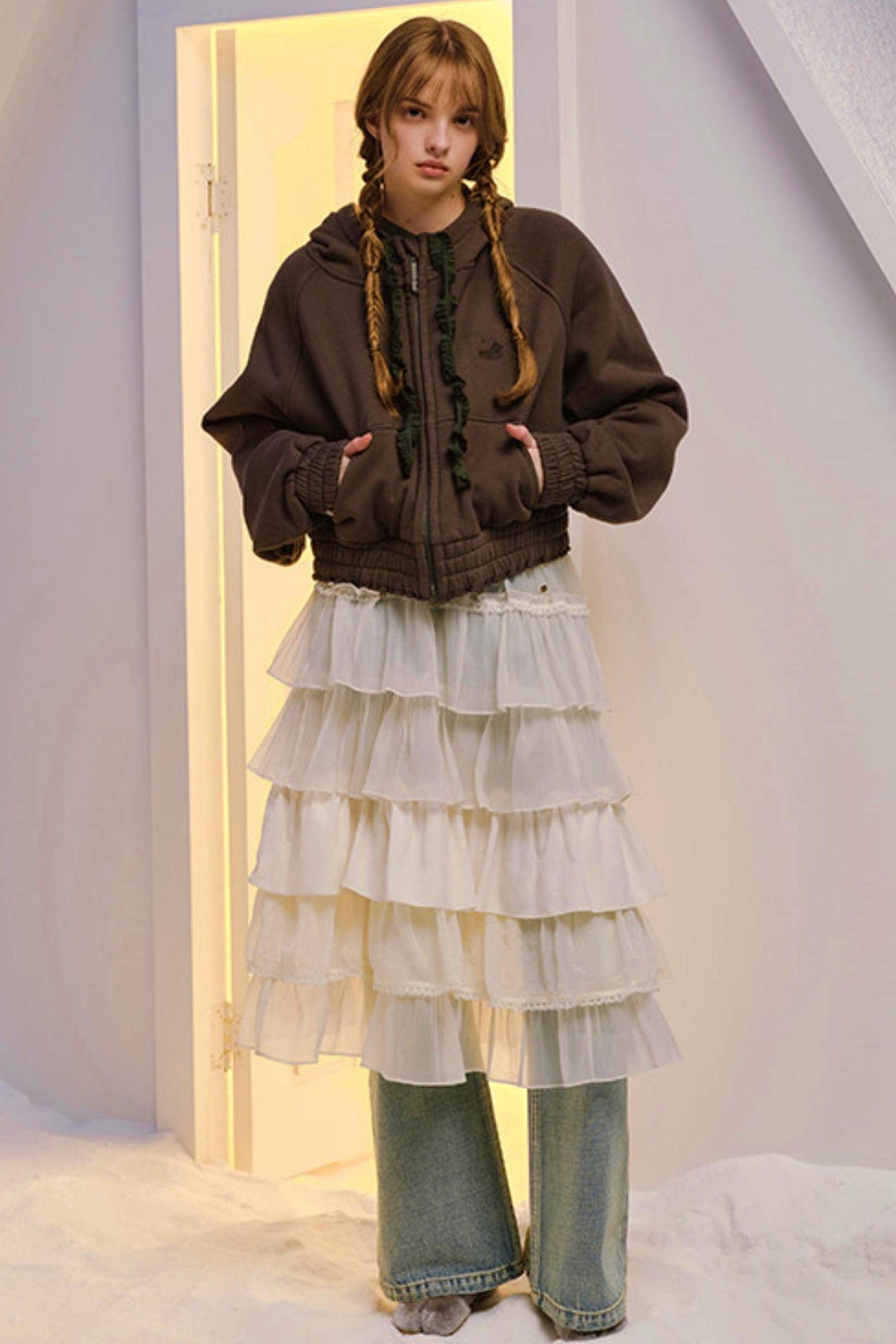 Hand-Dyed French Ruffled Skirt