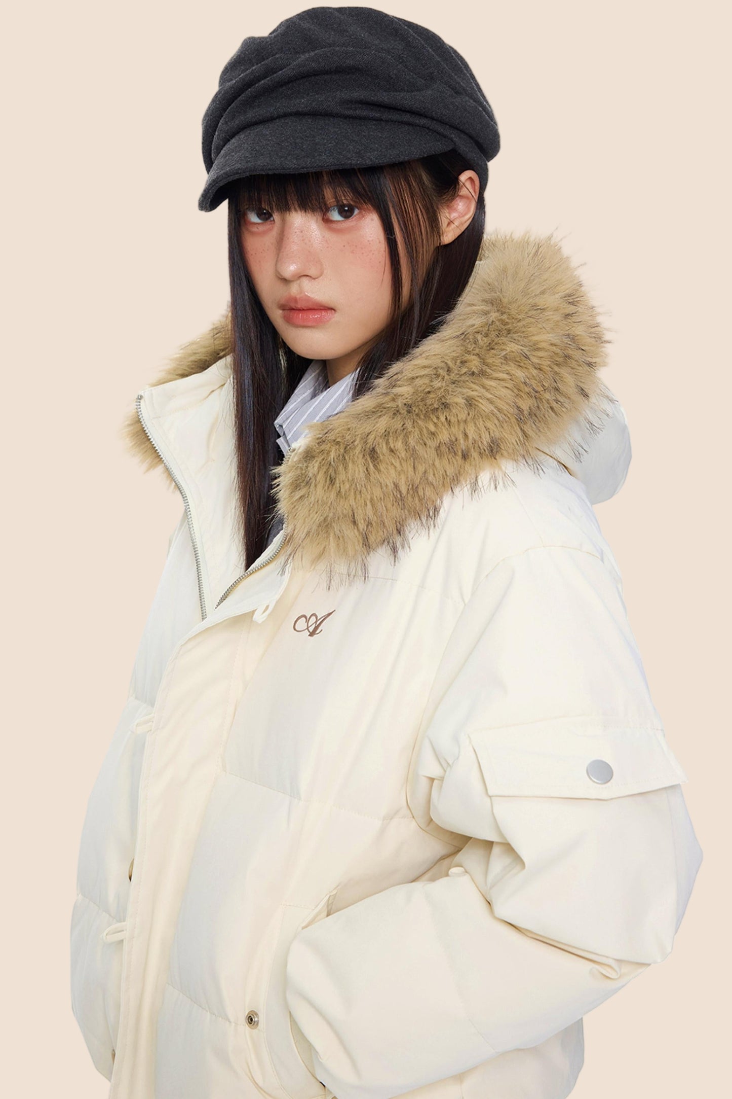 Large Fur Collar Hooded Jacket
