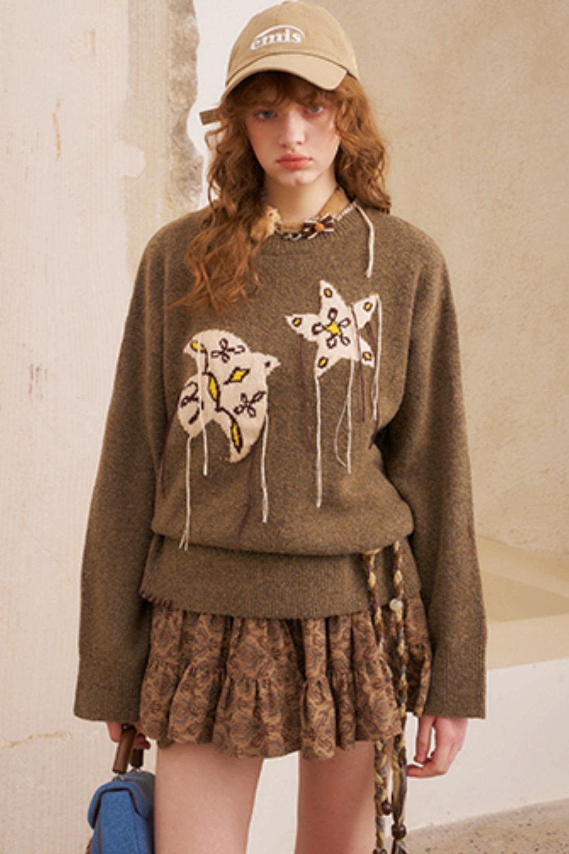 Star Fringe Long Sleeve Sweater