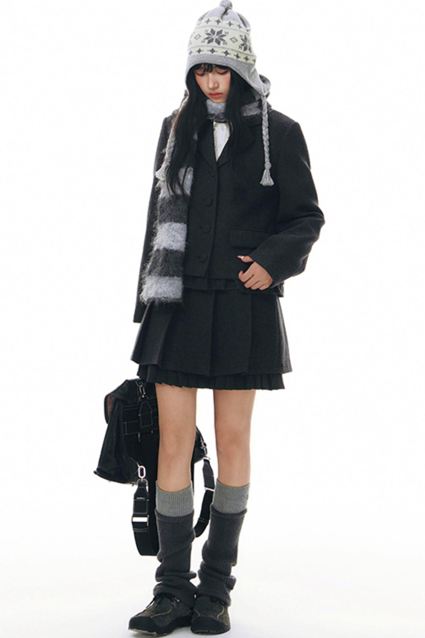 Original Ruffled Woolen Suit Jacket Set-Up