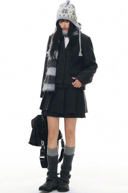 Original Ruffled Woolen Suit Jacket Set-Up