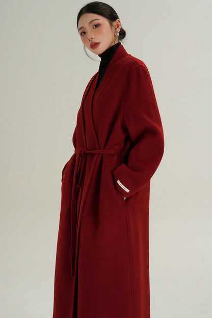 Sophisticated Red Wool Coat