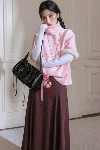 Blended Texture Irregular Skirt