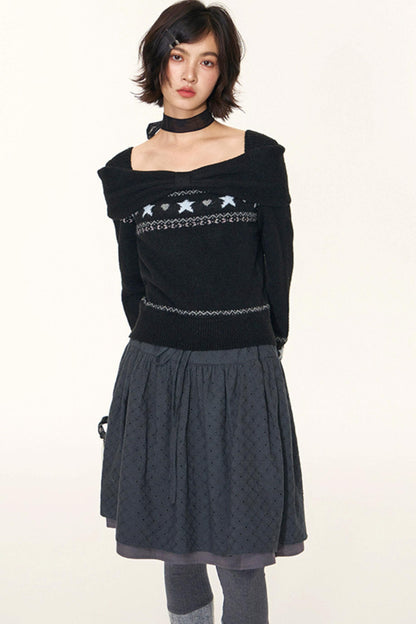 Vintage Lace-Up Plaid Puffy A-Line Skirt