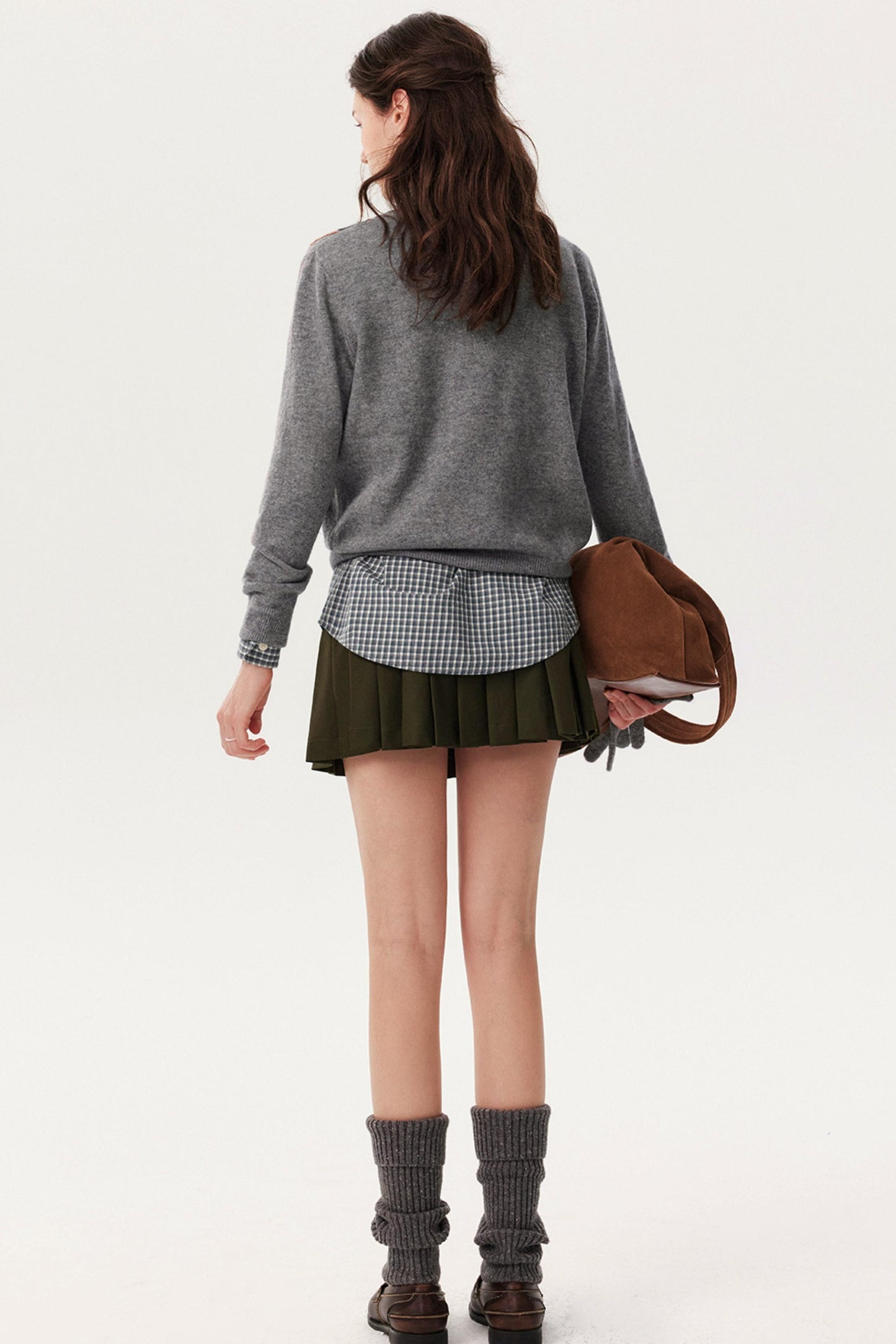 Wool Argyle Knit Cardigan Shirt Set-Up