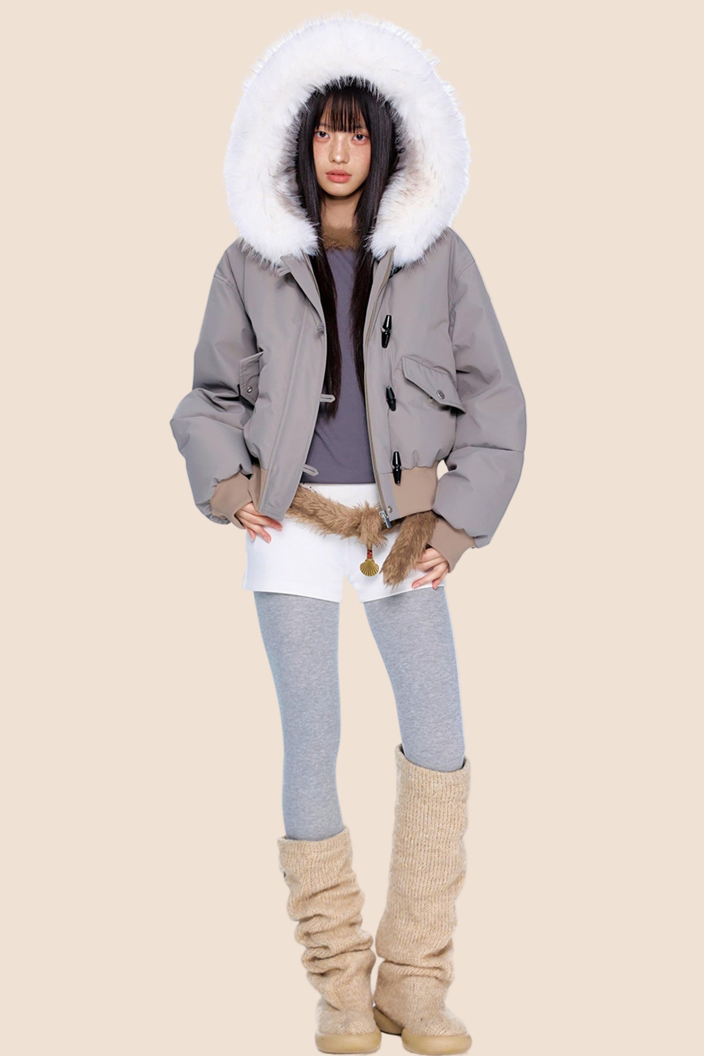 Large Fur Collar Parka Jacket