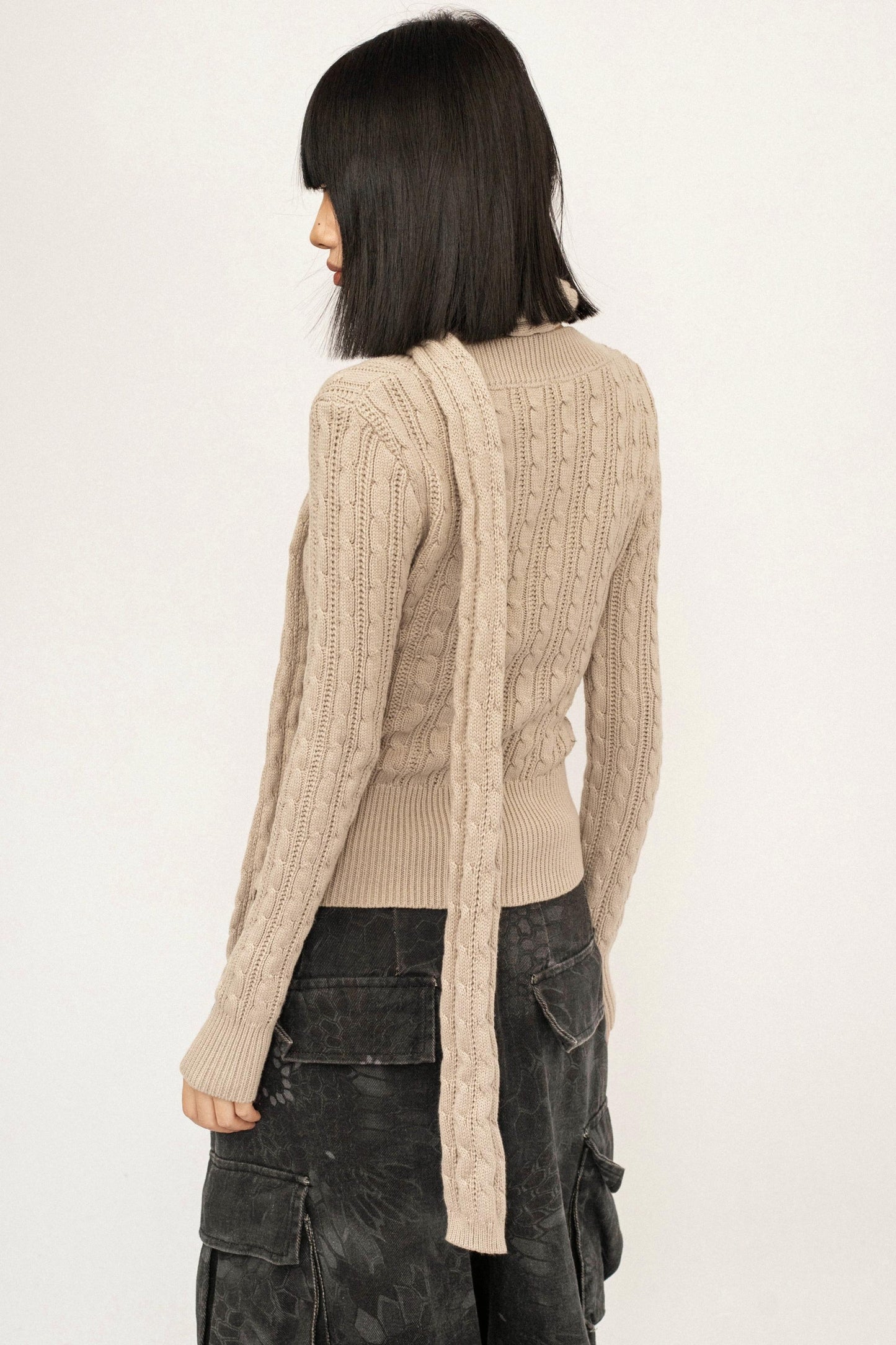 Black Ribbon Knit Top